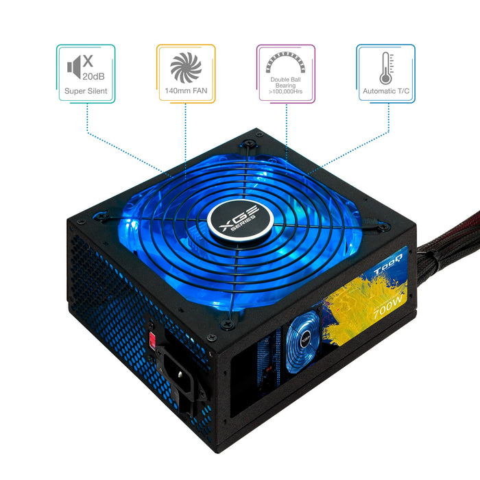 EAN 8433281007598 - TooQ TQXGEII-700SAP unidad de fuente de alimentación 700 W 20+4 pin ATX ATX Negro imagen 2