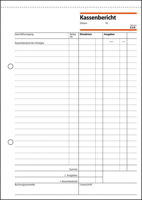 Sigel Kassenbericht/Bestandsrechnung - 50 Hoja - A5 (148 X 210 Mm)