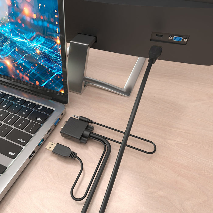 EAN 8435739904749 - AISENS A115-1007 adaptador de cable de vídeo 1 m VGA (D-Sub) + 3.5mm + USB Type-A HDMI tipo A (Estándar) imagen 4