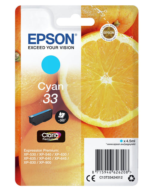 EAN 8715946626215 - Epson Oranges C13T33424022 cartucho de tinta 1 pieza(s) Original Cian imagen 2