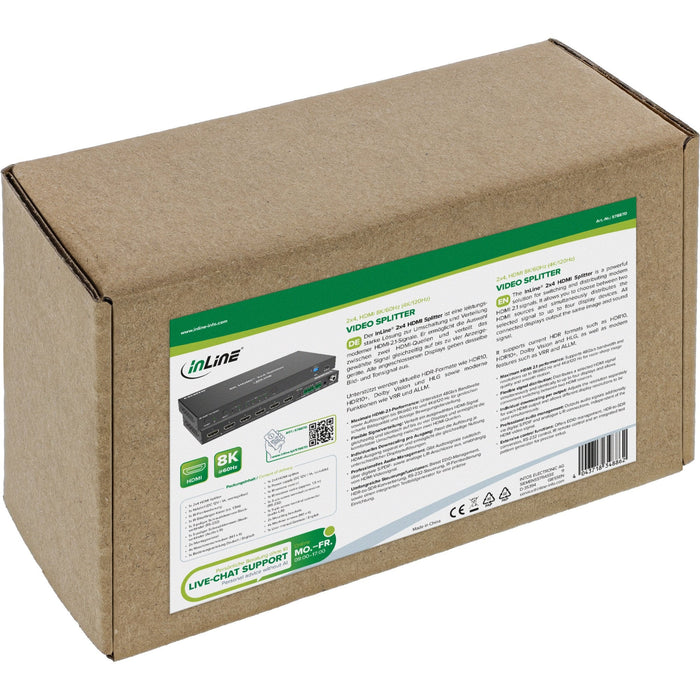 Splitter Hdmi  2x4 Puertos 8k 60hz Inline   2x4, Hdmi 8k/60hz (4k120hz)