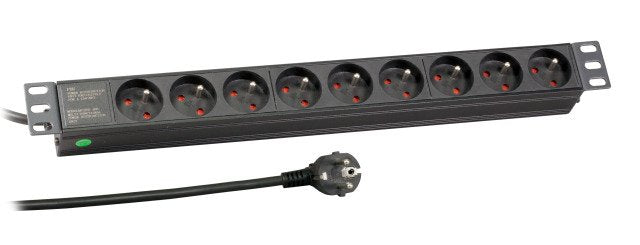 Regleta De Enchufes Efb 19" 1u 9 X Ute Sin Interruptor Aluminio/Negro