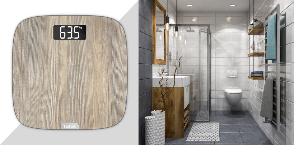 Tefal Pp1600 Origin Bathroom Scale, Wood Design