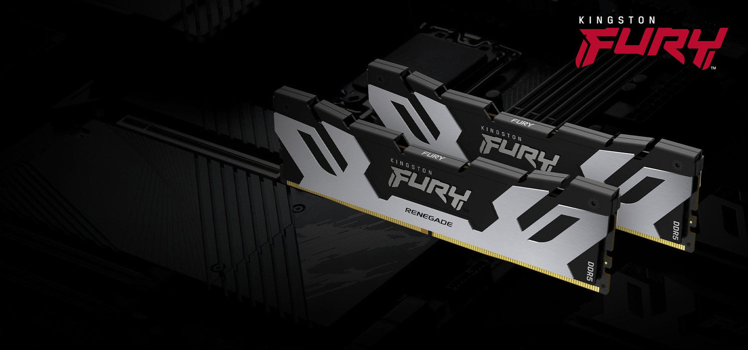 Kingston Fury Dimm 24 Gb Ddr5-8000, Ram Plateado/Negro, Kf580c38rs-24, Renegade, Intel Xmp Kf580c38rs-24