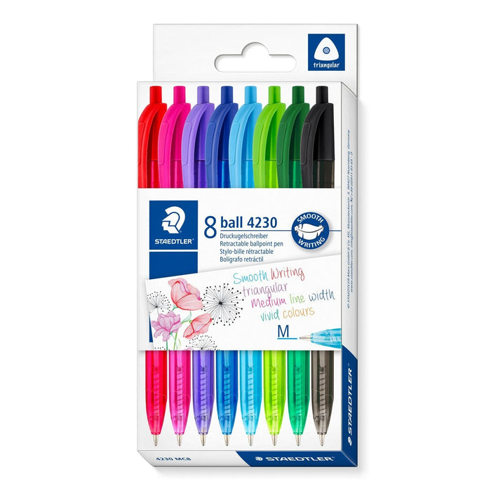 Staedtler Bolígrafo Retráctil Ball 4230 M 1,0mm Triangular Estuche 8 C/Surtidos