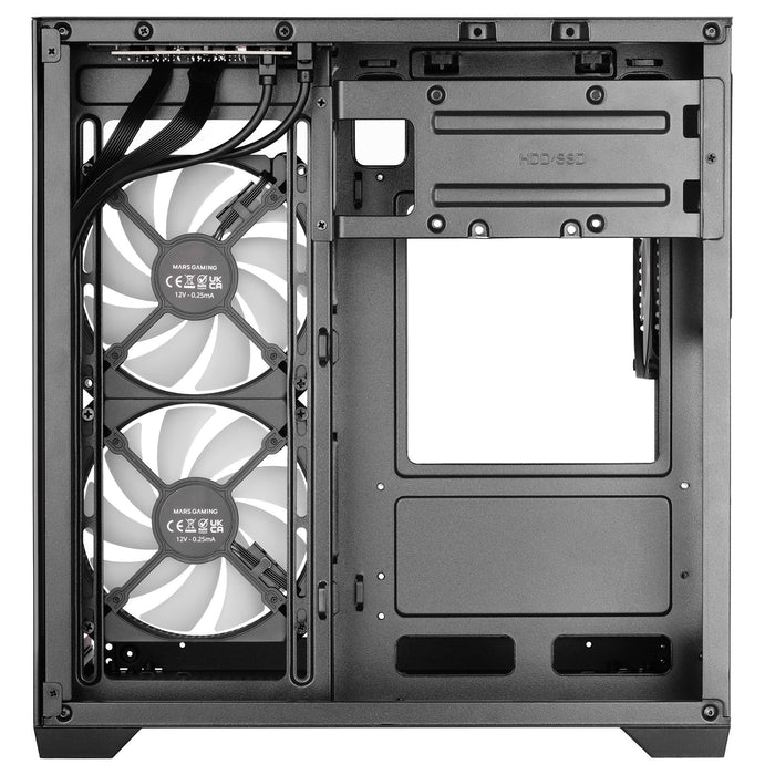 Caja Pc  Microatx Mars Gaming Mc-View3 Gpu Max 330mm Cristal Templado Panoramico Argb Usb-C Negra