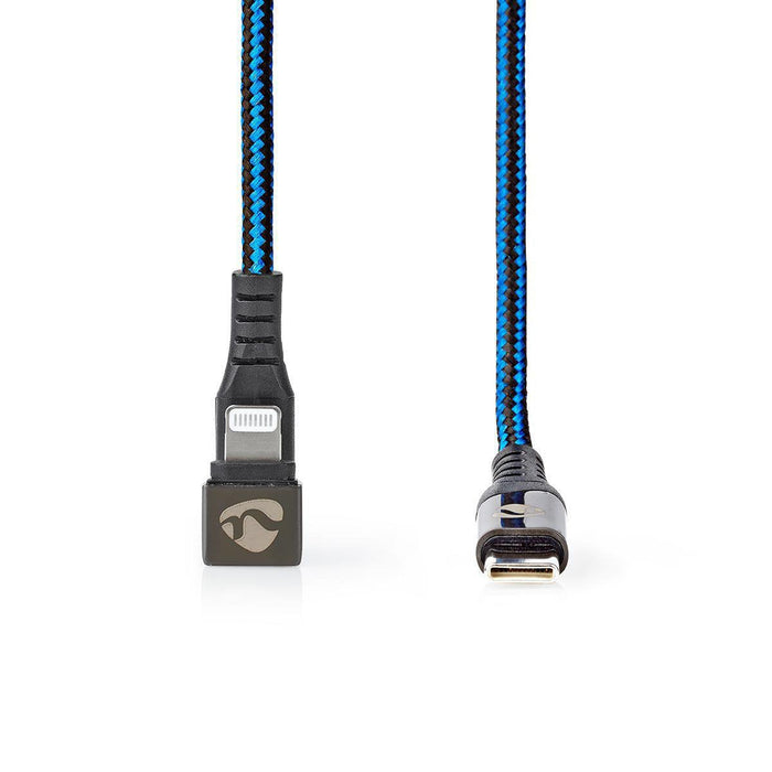 Nedis Usb-Kabel Usb 2.0  Apple Lightning 8-Pin  Usb-C Stecker  60 W  480 Mbps  Vernickelt  1.00 M  Rund  Geflochten / Nylon  Blau / Schwarz