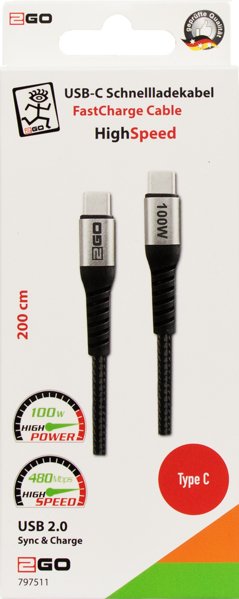 EAN 4010425975117 - 2GO 797511 cable USB USB 2.0 2 m USB C Negro, Plata imagen 2