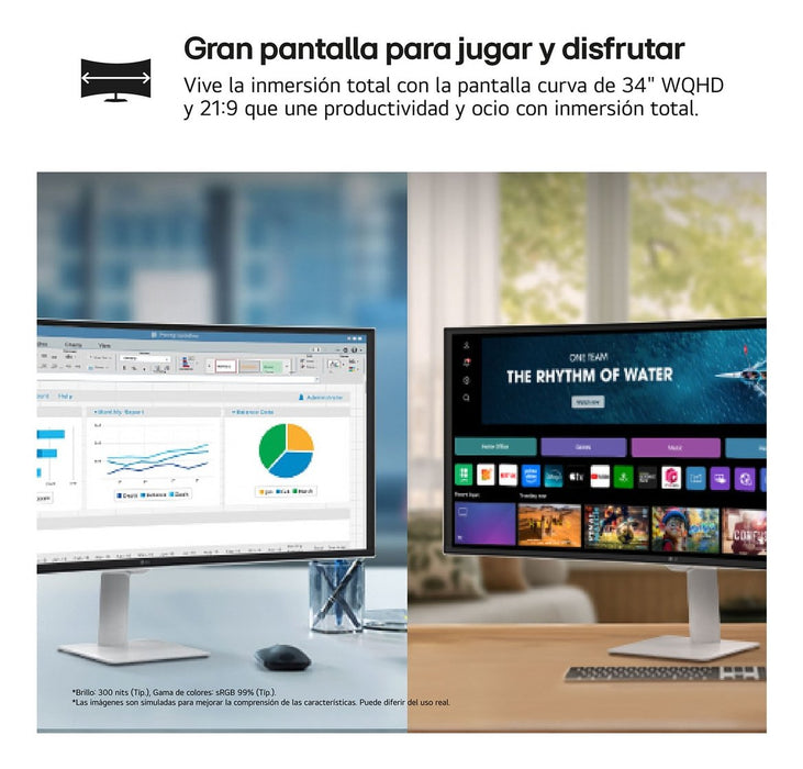Monitor Curvo Smart 32 " Lg 34u601sa W Wqhd 100hz