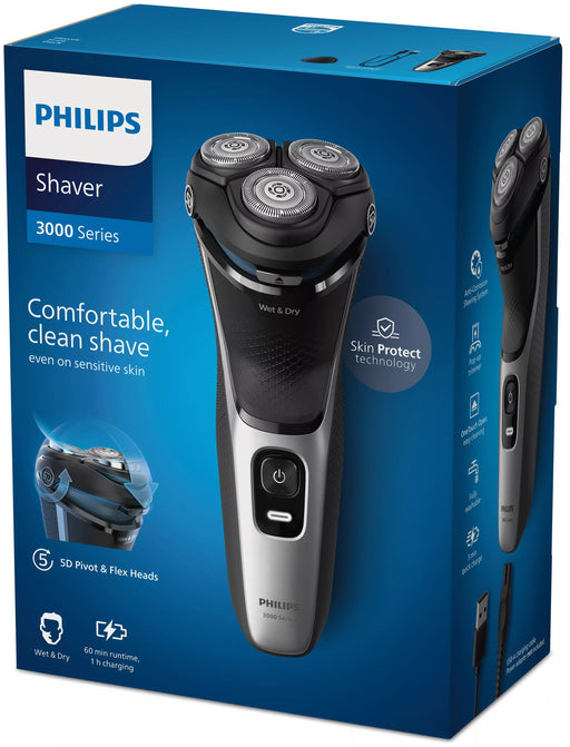 EAN 8720689018531 - Philips 3000 series S3143/00 afeitadora Máquina de afeitar de rotación Recortadora Negro, Plata imagen 2