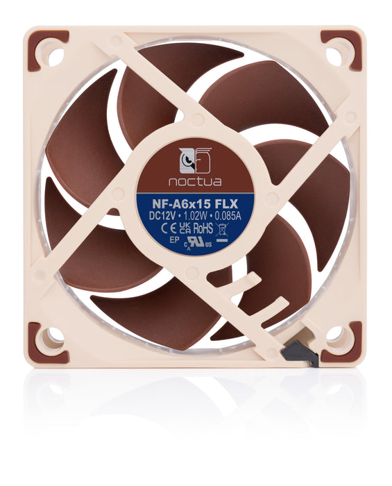 EAN 9010018100150 - Noctua NF-A6X15 FLX sistema de refrigeración para ordenador Carcasa del ordenador Ventilador 6 cm Marrón  imagen 4