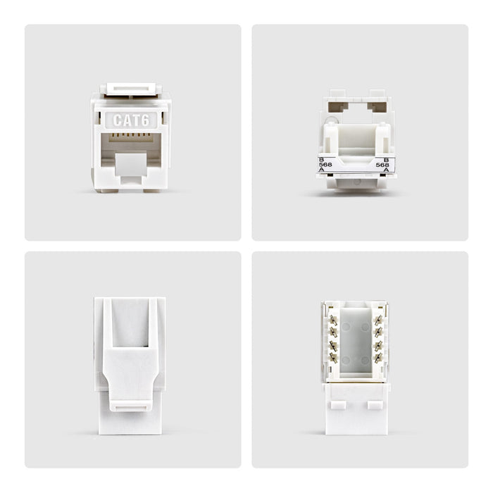 Startech.Com Cat6 Keystone Jack Módulo, Pack De 24 Rj45 Ethernet Keystone Conector Hembra, Utp Cat6 Wandbuchse, 90 Grad 110 Punch Down Conector Hembra, Blanco, Acodado, Blanco, Rj-45, Conector Hembra, 10gbase-T, Cat6, Cat5e