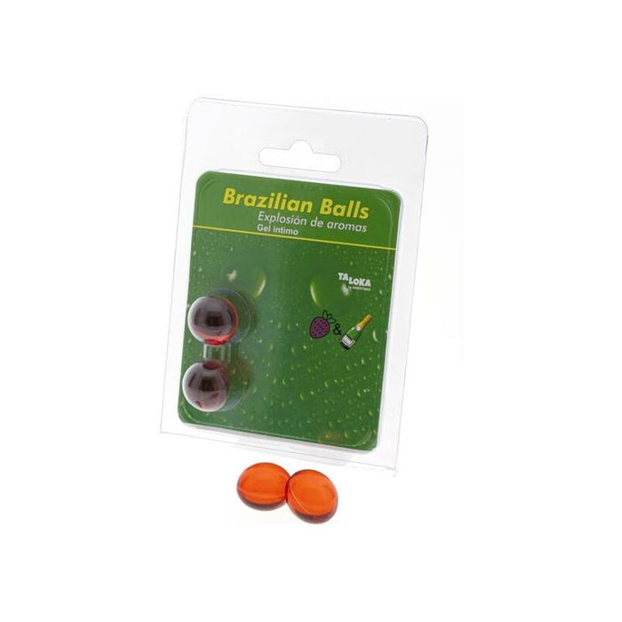 2  Brazilian Balls Explosion De Aromas Gel Intimo De Aroma Fresa Y Champán Gel Intimo