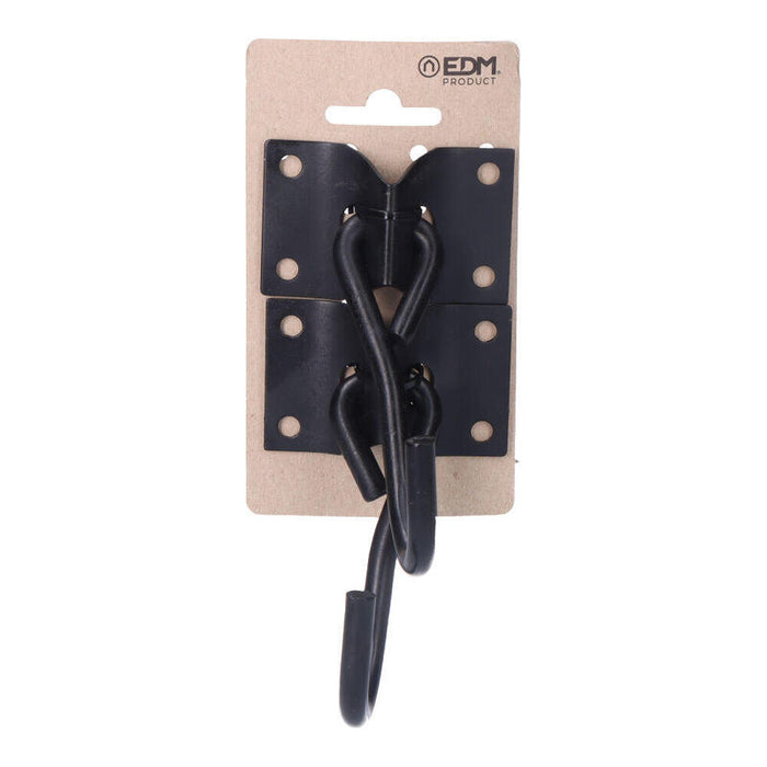 2 Unid. Placa Con Gancho Colgador De Hamaca 70x45mm Negra Edm