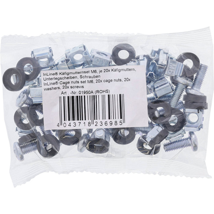 Juego De Tuercas Enjauladas Inline M6 20 Tuercas Enjauladas + 20 Arandelas + 20 Tornillos