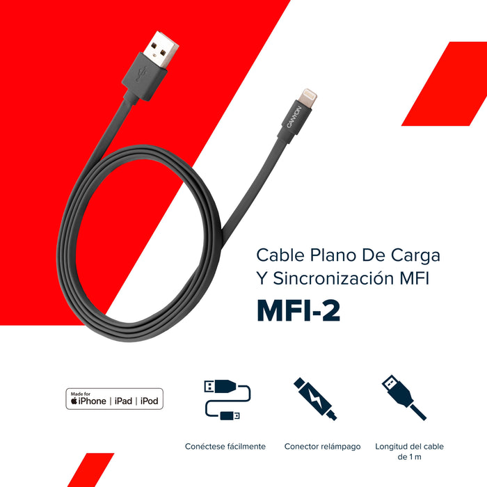 Canyon Cable Mfi-2 Lightning 12w 1m Dark Grey