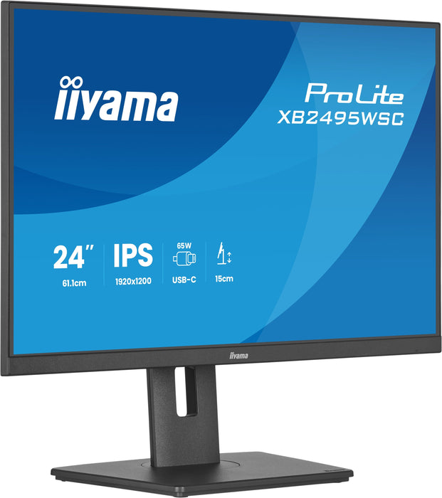 Monitor Iiyama Prolite Xb2495wsc-B1  24" Negro (Mate), Wuxga, Ips, Hdmi, Usb-C, Usb-Hub, 100hz Panel) Xb2495wsc-B1
