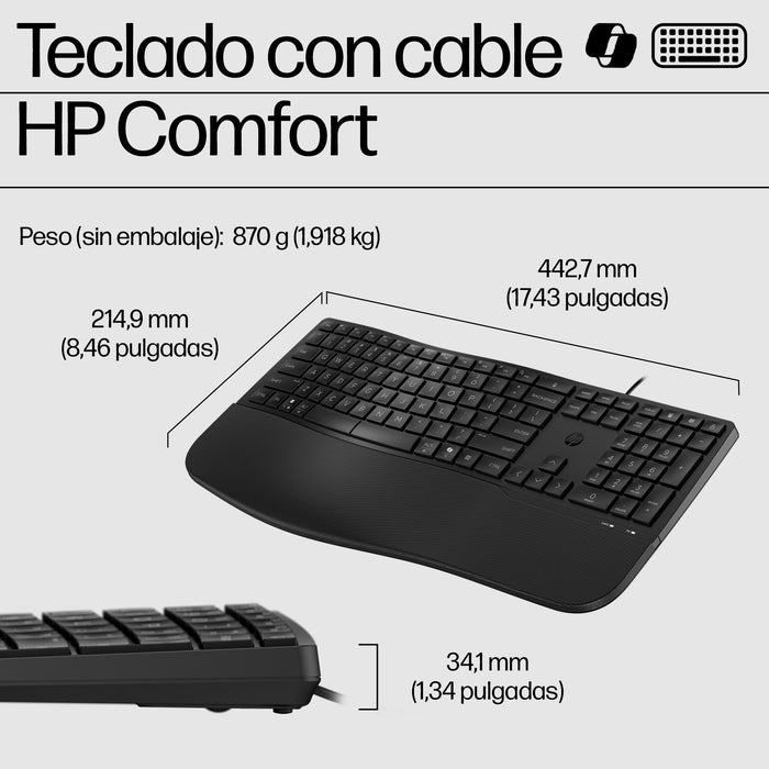 EAN 197498232430 - HP 480 Comfort Wired Keyboard teclado Hogar USB Negro imagen 3