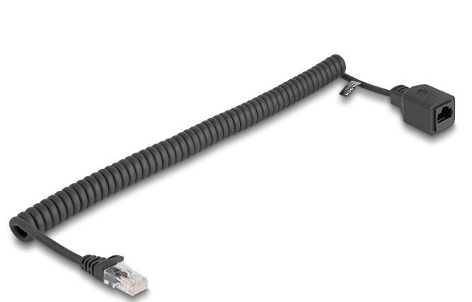 Delock Rj45 Spiralcable Stecker Zu Buchse Cat.5e Utp 0,8 M Bis 2 M Schwarz