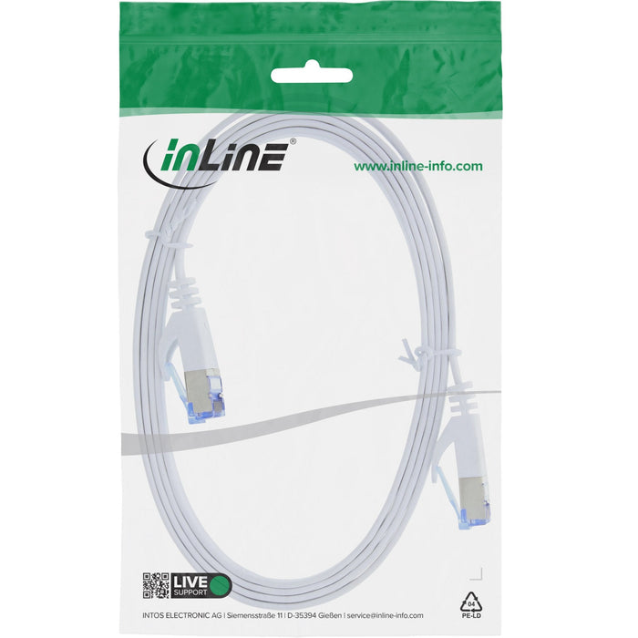 Cable De Red  Plano Inline, U/Ftp, Cat.6a, Blanco, 2 M