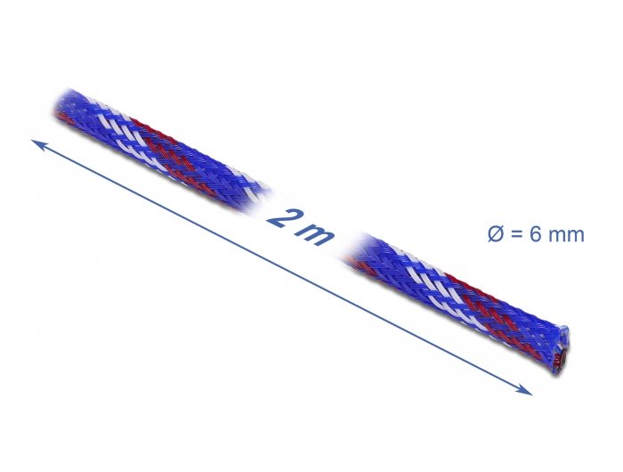 Geflechtschlauch Dehnbar 2 M X 6 Mm Blau-Rot-Weiss