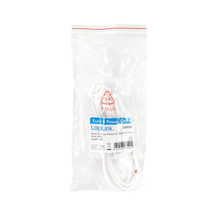 Logilink Power Cable, Cee 7 16 To Iec C7, Blanco, 1.8 M