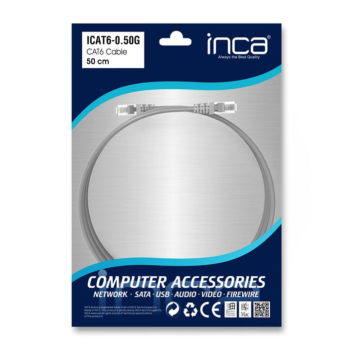 Inca Cable De Red Rj45 Cat6 Utp 250mhz 0.50m Gris Retail