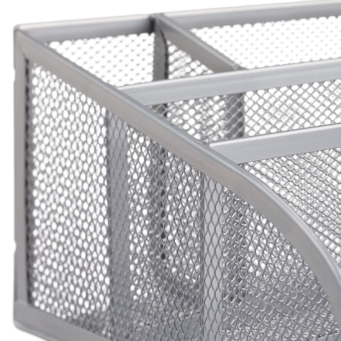 Relaxdays Escritorio-Organizer 5 Compartimentos, Metal Plateado