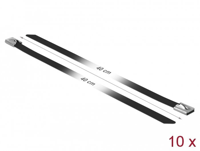 Delock Edelstahlcablebinder L 400 X B 7,9 Mm Schwarz 10 Stück