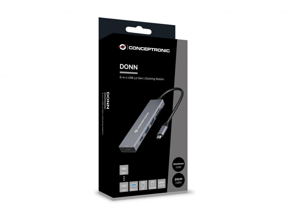 EAN 4015867234075 - Conceptronic DONN23G base para portátil y replicador de puertos Alámbrico USB 3.2 Gen 1 (3.1 Gen 1) Type- imagen 5