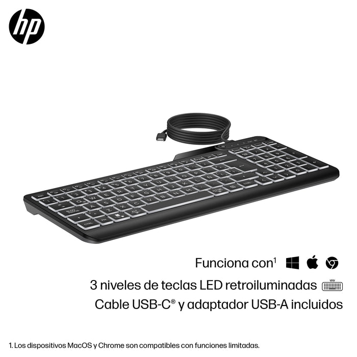 EAN 0197192768525 - HP 400 Backlit Wired Keyboard teclado Hogar USB Negro imagen 8