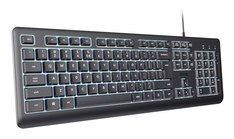Trust Primo Beleuchtete Teclado Hogar / Oficina Usb Qwerty Inglés De Ee. Uu. Negro