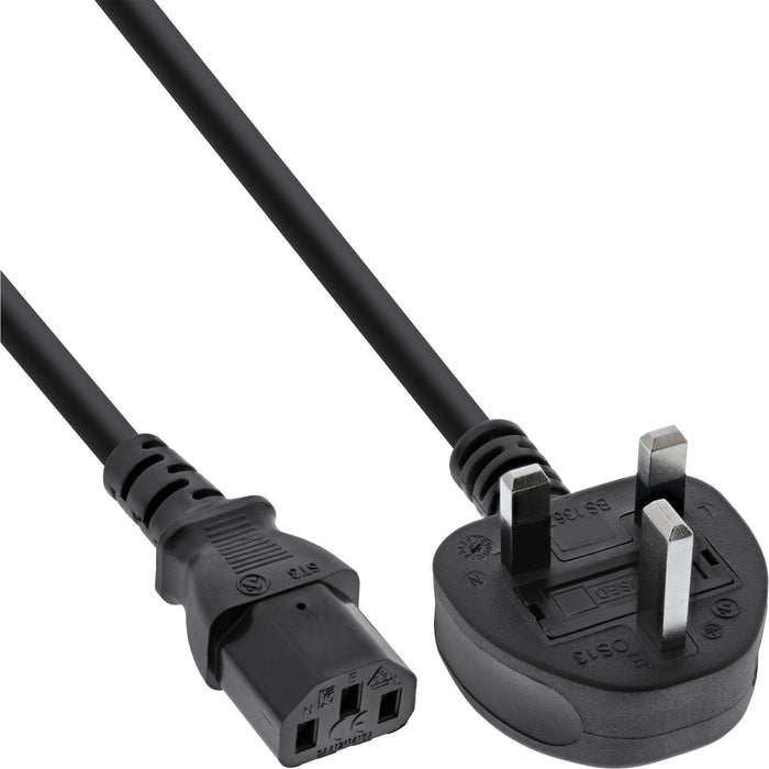 Cable De Alimentación Inline Enchufe Reino Unido/Inglaterra A 3 Pines Iec C13, Negro, 5 M