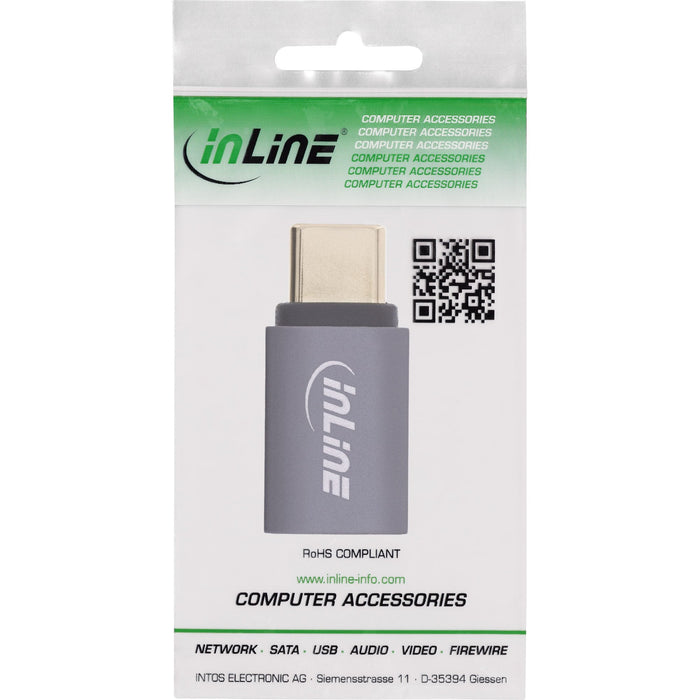 Inline® Usb4 Adapter, Usb-C Male/Female, Aluminium, Gris