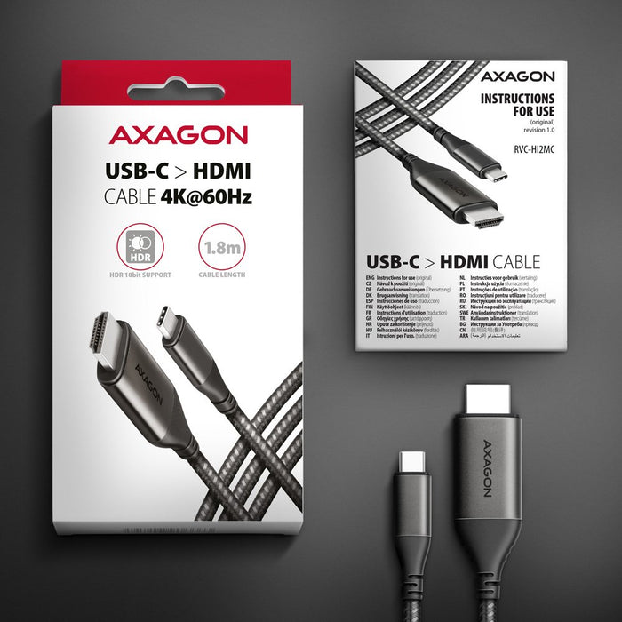 EAN 8595247907158 - Axagon RVC-HI2MC adaptador de cable de vídeo 1,8 m USB Tipo C HDMI Negro imagen 10