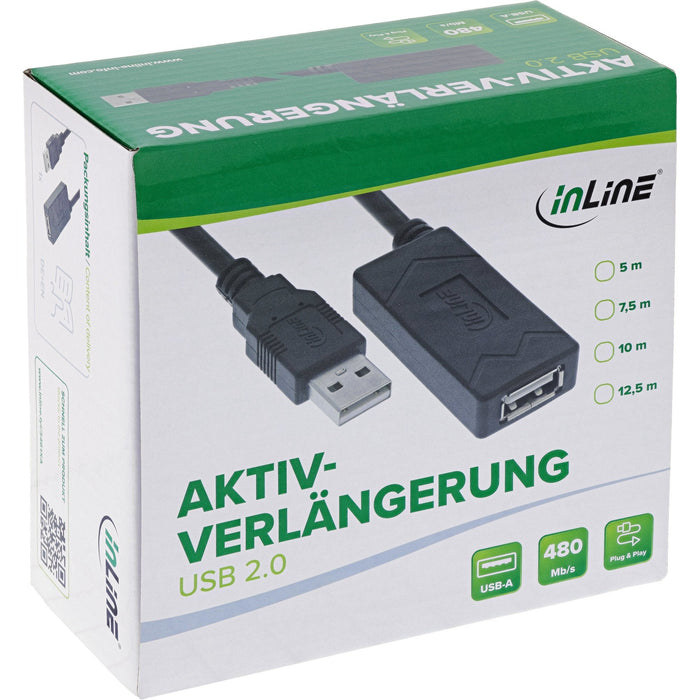 Inline® Usb 2.0 Active Extension, Usb-A Male/Female, 7.5m