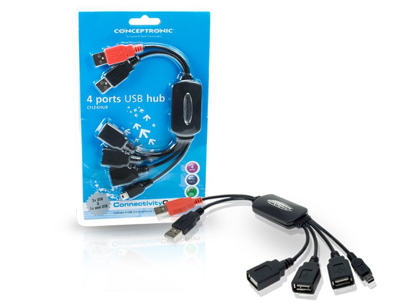 EAN 8714909019460 - Conceptronic CFLEXHUB hub de interfaz Negro, Rojo imagen 5