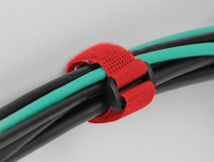 Delock Klett-Cablebinder Mit Schlaufe Und Befestigungsöse L 190 X B 25 Mm Rot 5 Stück