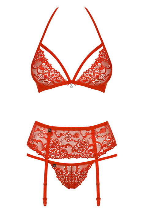 EAN 5901688216859 - Obsessive 838-SEG-3 L/XL conjunto de ropa interior y bodi Conjunto de lencería Rojo, Transparente Elastan imagen 1
