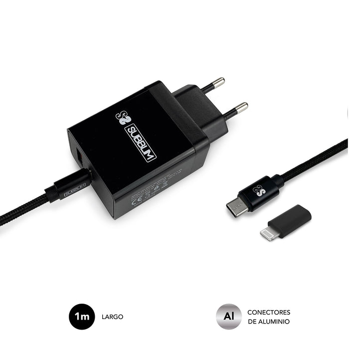 EAN 8436586742096 - SUBBLIM SUBCHG-3WPD11 cargador de dispositivo móvil Universal Negro, Gris Corriente alterna Carga rápida  imagen 4