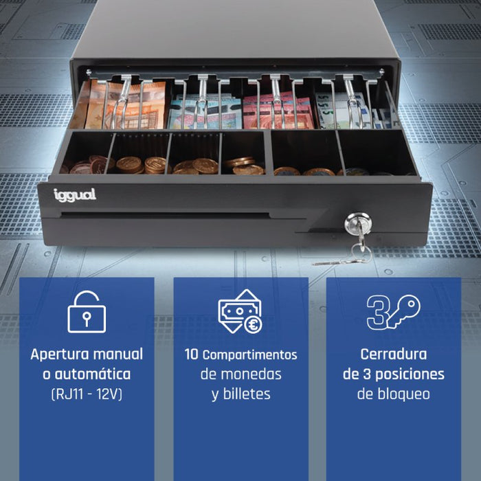 EAN 8435364316368 - iggual IRON-10 Cajón de efectivo automático y manual imagen 3