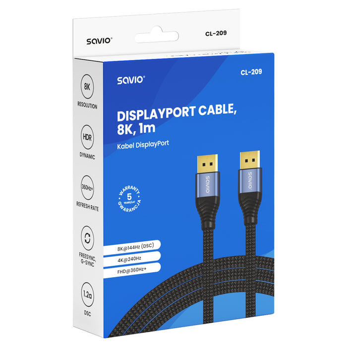 Savio Cl-209 Cable Displayport 1 M Negro
