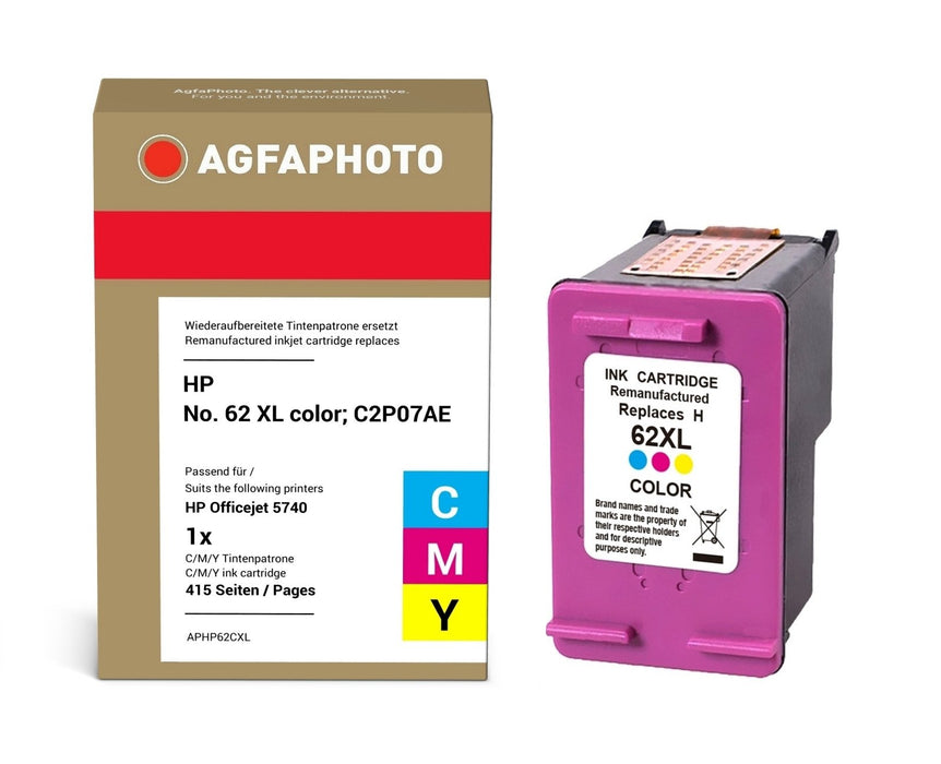 EAN 4250164841018 - AgfaPhoto APHP62CXL cartucho de tinta 1 pieza(s) Compatible Alto rendimiento (XL) Cian, Magenta, Amarillo imagen 1