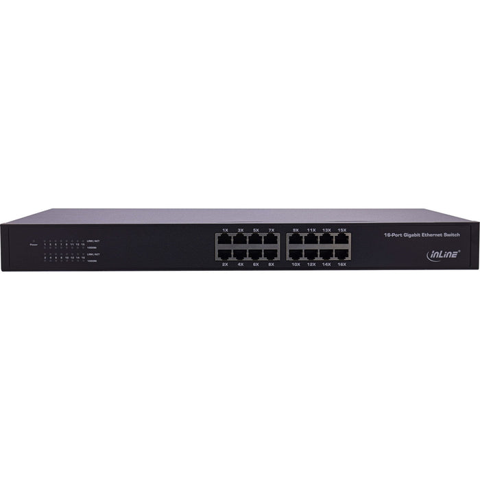 Switch De Red Gigabit Inline De 16 Puertos, 1 Gbit/S, 48,26 Cm (19"), Metal, Sin Ventilador