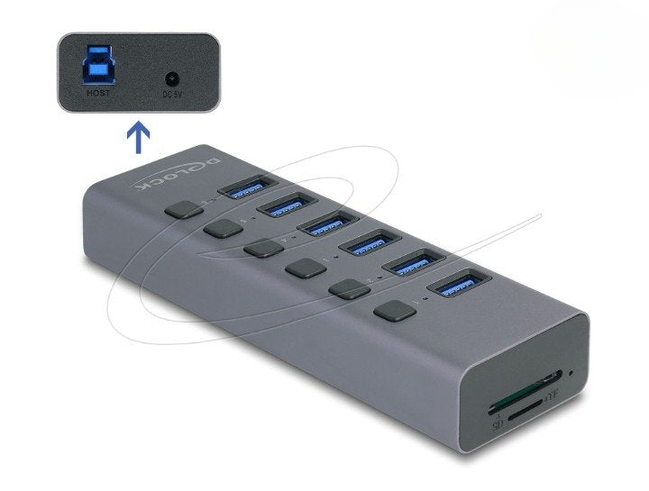 Externer Usb 5 Gbps 6 Port Hub Con Interruptor Y Sd Micro Sd Slot