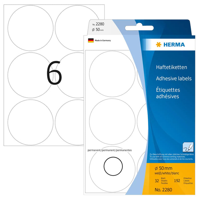 EAN 4008705022804 - HERMA 2280 etiqueta autoadhesiva Círculo Blanco 192 pieza(s) imagen 1