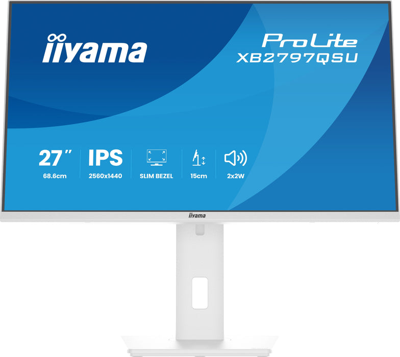 Monitor  Iiyama Prolite Xb2797qsu-W1 Led 27" 2560 X 1440 Qhd @ 75 Hz Ips 350 Cd/M² 1000:1 1 Ms 2xhdmi Displayport Altavoces Mate Blanco