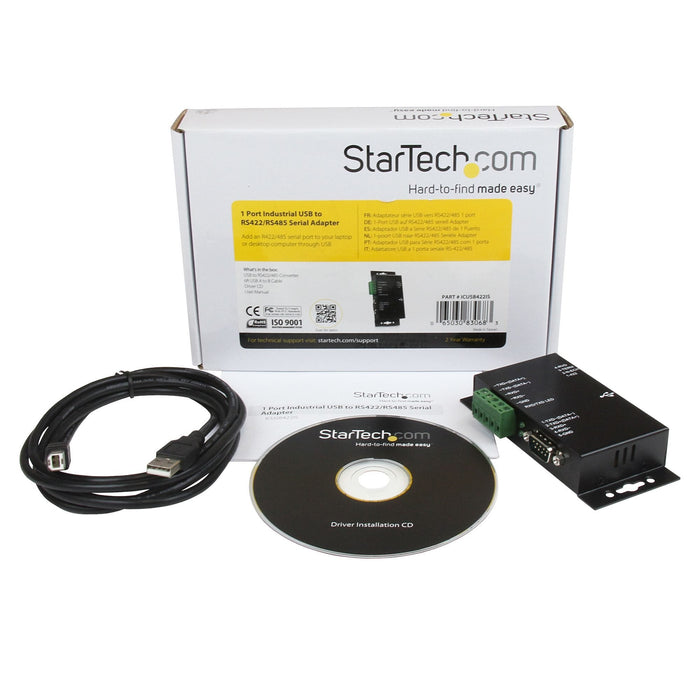 Startech.Com Adaptador Usb A Serie Serial Rs422 485 Un Puerto Db9 O Bloque De Conexión Con Aislamiento Adaptador Serie Usb Rs-422 Rs-485 Negro