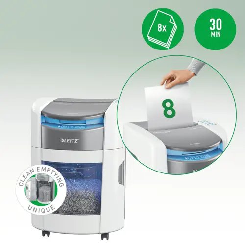 Trituradora Leitz Iq Optimax Autofeed 150 80380000, P4, 150 Hojas, Cubo De 15 L