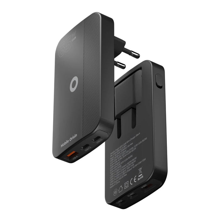 Mobile Origin 65w Gan Slim Dual Usb-C Single Usb-A Black